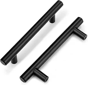 Probrico 30 Pack|3-3/4 Inch Hole Centers Solid Cabinet Pulls Stainless Steel Round T Bar Cabinet Handles Black Drawer Pulls, Kitchen Cabinet Hardware for Cupboard Wardrobe Drawer Closet Nightstand