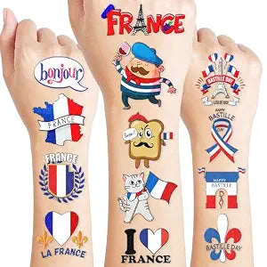 96PCS French Paris France Pre-Cut Temporary Tattoos