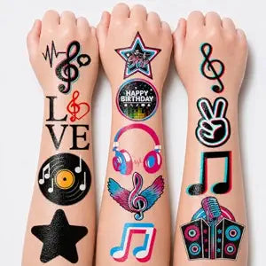 60 Pcs Music Note Temporary Tattoos for Kids Waterproof Musical Instrument