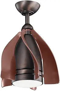 Kichler Terna 15" LED Ceiling Fan in Oil Brushed Bronze, 5-Blade Modern Ceiling Fan with Remote Control, 3000K, (15" W x 19.75" H), 300230OBB