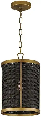 Maxim Lighting Rattan 1-Light Pendant Light | Natural Aged Brass Steel Finish | Steel, Rattan Shade | Transitional Indoor Light Fixture | Ideal for Kitchen Islands & Dining Rooms | 14461BRNAB