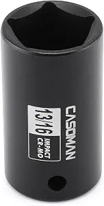 CASOMAN 3/8" Drive 13/16" 5-Point Impact Grade Utility Socket, CR-MO, Removes and Installs Penta Nuts and Bolts