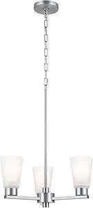 Kichler Stamos 3-Light Chandelier, Modern Ceiling Light Fixture for Living Room, Dining Room, Bedroom, or Foyer, In Brushed Nickel, (18" W x 15")