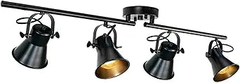 Track Lighting, 37 inch Rustic Track Lighting Fixtures Ceiling 4 Light Large Farmhouse Track Light for Kitchen Bar Closet Living Room Industrial Spotlight Black Directional Rotatable Light Head
