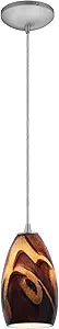 Champagne Glass Pendant - 1-Light Pendant - Cord - Brushed Steel Finish - Inca Glass Shade