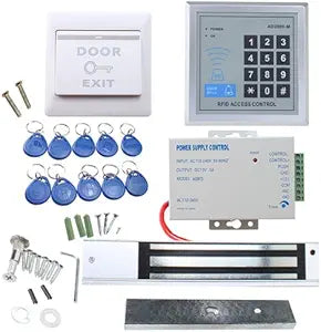 AGPTEK RFID Door Access Control System Kit, Home Security System with 280kg 620LB Electric Magnetic Lock 110-240V AC to 12v DC 3A 36w Power Supply Proximity Door Entry keypad 10 Key Fobs EXIT Button