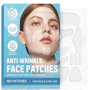 Wrinkle Patches, 160 Pcs Silicone Forehead Smoothing Strips, Overnight Smooth Anti Aging Treatment, Hydrocolloid Beauty Pads for Face Care Eye Mouth Line Cosmetic Reduction