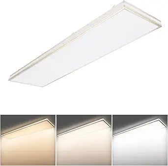 DAKASON 4FT Rectangle LED Flush Mount Ceiling Light for Kitchen/Laundry, 48W Wraparound 3/4/5000K Selectable, Hardwired 4 Linear Lights Fluorescent Tube Replacement, Dimmable 1Pack