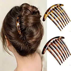 French Hair Side Combs Clips 4" Large Twist Hair Pins Fork 2 Pack