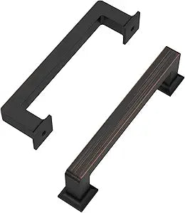 10 Pack 3.75 Inch(96mm) Oil Rubbed Bronze Modern Rectangular Pull Handles for Cabinets and Furniture