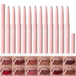 12 Colors Retractable Lip Liner Kit, Creamy Matte Lip Sculpting