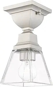 Livex Lighting Mission 1 Light Brushed Nickel Ceiling Mount