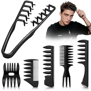 6PC Texture Comb Wide Tooth Styling Combs for Women Men