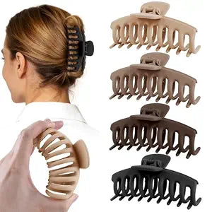 TOCESS Silicone Hair Claw Clip: 4 Pack Flexible & Unbreakable Large Matte Soft Claw Clips for Thick/Thin Hair Women, 4 Inch Cute Neutral Cloud Big Jaw Clips for Driving-Safe
