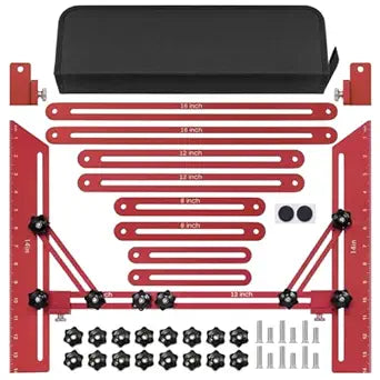 Stair Tread Template Tool, Adjustable Stair Tread Gauge Measuring Tool Jig with Pivoting Ends Flip Stops, Aluminum Alloy Stair Gauge 11.5"-60" for Accurate Tread Cuts Woodworking Carpentry Projects