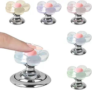 5Pcs Flower Shape Toilet Button Pusher, Toilet Push Button Topper Multifunctional Handle Helper for Toilet Lid & Tank Covers Drawer Toilet Tank Button Aid Bathroom Decor (Flower)