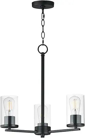 Black Lateral Three-Light Chandelier