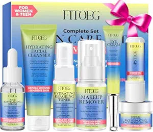 Skin Care for Teens,Gentle Hydrating Skin Care Set Kit with Clean Ingredients,Daily Facial Skincare Set for Teens Kids Women,Skincare Gift Set for Teenage Girls Women Travel Size Toiletries Essentials