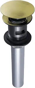 Kingston Brass EV6003 Push Pop-Up Drain with Overflow Hole, 22 Gauge, Antique Brass