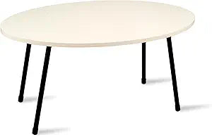 Coffee Table,MDF Modern Style Round Coffee Table for Living Room,Modern Oval-Round Side Table,Coffee Tables for Living Room,Accent Table,Center Table for Living Room,Sofa Table (Cream White)