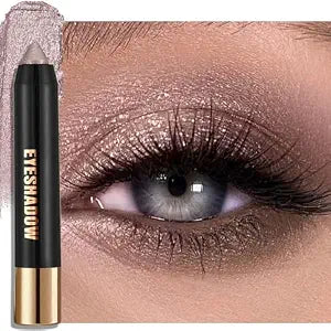 Taupe Mauve Shimmer Eyeshadow Stick, 2-in-1 Glitter Cream Eye Shadow & Eyeliner Pencil, Waterproof Blendable Eye Highlighter Makeup for Women, Long Lasting Cream to Powder Eyeshadow Crayon