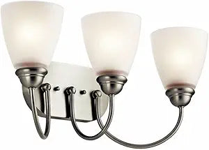Kichler Jolie 20.25" 3 Light Vanity Light with Satin Etched Glass in Brushed Nickel