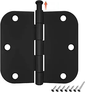 HOSOM 36 Pack Matte Black Door Hinges 3.5 x 3.5 Inch, Interior 3 1/2 Inch Door Hinges Rounded with 5/8 Radius Corners