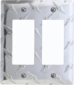 Amerelle Diamond Plate Double Rocker Stamped Aluminum Wallplate