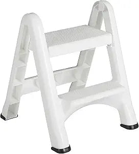 Rubbermaid EZ Step Folding Stool, 2-Step, White