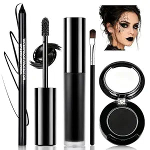 4PCS Black Lipstick Eyeshadow Eyeliner Set for Halloween Makeup