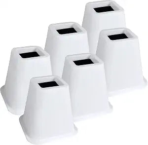 DEDU Bed Risers 6 Inch Heavy Duty 6 Pack, Furniture Risers for Sofas Oversized, Couch Risers with Non-Slip Pad Supports Up to 2200 Lbs for Bed, Desk, Chair (White)