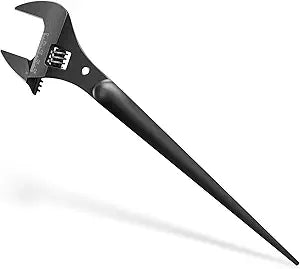 LAIKOU 3239 Extra Wide Adjustable Wrench 16 Inch Construction Spud Wrench for Up to 1-5/8 Inch Nuts and Bolts with Tether Hole, Heavy Duty Multi Tool for Mechanics and DIY (Black Oxide)