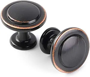 KOOFIZO Round Cabinet Knobs Oil Rubbed Bronze Cabinet Pulls, Dia. 1-1/4 Inch, 30 Pack Bronze Drawer Knobs for Kitchen Cabinets 1960 Drawers Dresser Cupboard Bedroom Bathroom