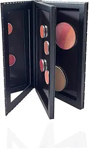 Large Double Layer Book Shape Empty Magnetic Eyeshadow Makeup Palette with Mirror and 20pcs Adhesive Stickers, Sliver Stars Cover, Fits Standard and Deep Pans (Not Included Eyeshadows)