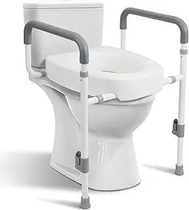 Toilet Seat Risers for Seniors - Raised Toilet Seat with Handles Over Toilet - Elevated Toilet Seat for Handicap & Elderly, Adds 3.5 Inches Height, Assists Standing & Sitting