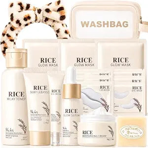 Korean Skin Care Set, 17PCS Rice Skin Care for Women & Girls,Korean Beauty
