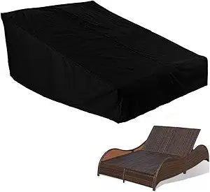 Double Wide Patio Chaise Lounge Chair Cover Waterproof 82in Outdoor Patio 2 Person Rattan Daybed Sofa Recliner Chaise Longue Protector Dust Furniture Covers