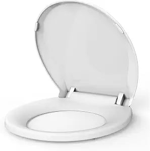 Toilet Seats Round, 17" Plastic Toilet Seat - Universal Fit Elongated/Standard Toilets, Easy Installation & Durable PP Material, Soft-Close Hinges & Release with Hardware