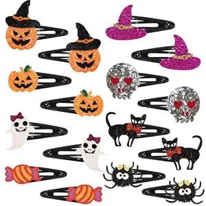 YISSION 16 Pack Glitter Halloween Hair Clips Women Girls, Pumpkin Barrettes
