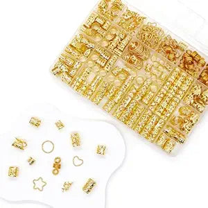 260pcs Gold Hair Charms for Braids 13 Styles Hair Jewelry Accessories