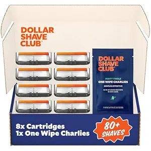 Dollar Shave Club - 6 Blade Razor Refills (8 Pack) with One Wipe Charlies