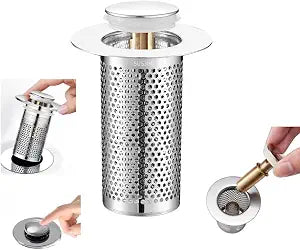 Pop Up Bathroom Sink Strainer Stopper and Sink Strainer Filter,Universal Replacement for Us Bathroom Sink Stopper,Anti-Clog and Insect Prevention Sink Drain Stopper