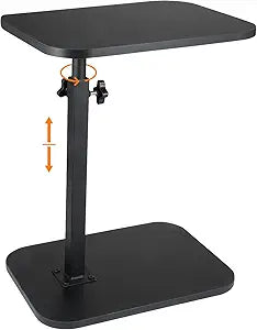 C Shaped End Table for Couch Sofa, 360 Swivel Height Adjustable TV Tray for Small Spaces,Livingroom Bedroom College Dorm Hospital (Black)