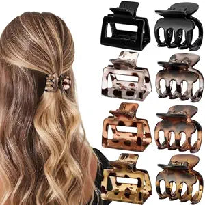 Matte Hair Claw Clips for Thin Hair, 8 Pack, 2 Sizes, Transparent
