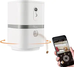 Petalk AI II Dog Camera Automatic Treat Dispenser, 5G WiFi Pet Camera with 180 Pan Full-Room View,Night Vision,Two Way Audio for Dogs and Cats,Compatible with Alexa