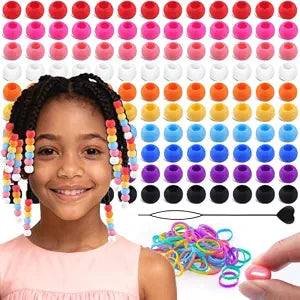 Tinkrstuff 120Pcs 14mm Multicolor Large Silicone Hair Beads
