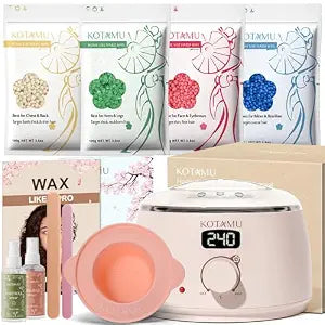 KOTAMU Waxing Kit for Women & Men, Digital Wax Warmer for Hair Removal