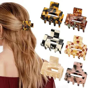 6 PCS Acetate Small Hair Clips for Women, 1.3 Inch Mini Square Claw Clips
