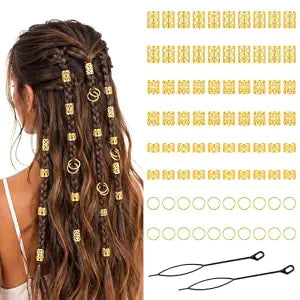 D.Bella 80Pcs Gold Hair Jewelry Accessories for Braids Locs and Twists