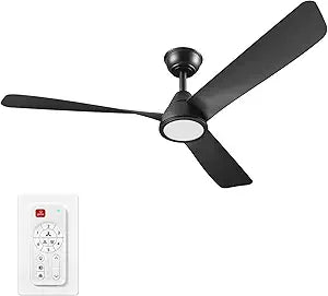 Globe Electric 37000110 52" Smart Ceiling Fan with LED Light, Remote Control, WhisperQuiet DC Motor, 6 Speeds, Matte Black